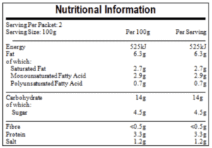 Mamak Curry nutritional information
